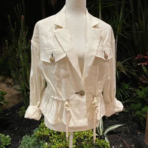 VERONICA BEARD Magni Drawstring Waist Jacket in ivory size small
